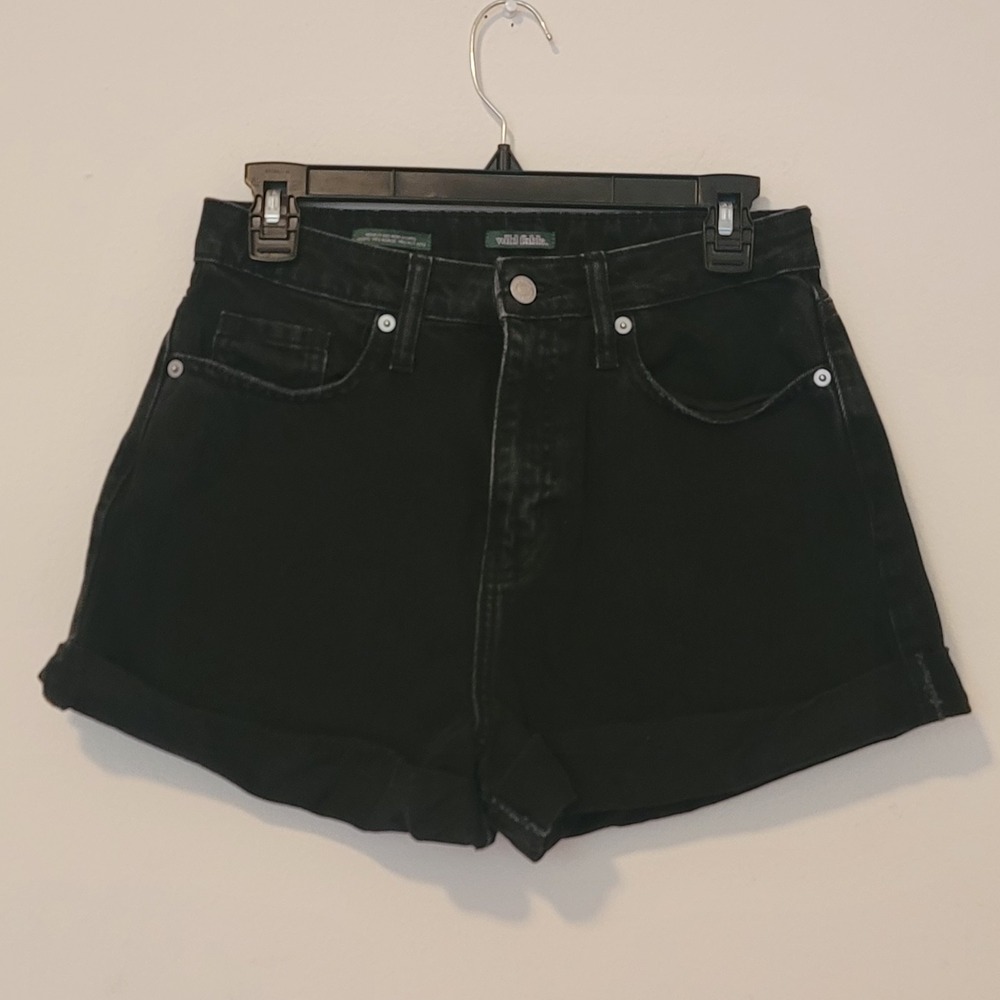 Wild Fable Black Highest Rise Mom 4 Shorts Denim Cuffed Y2K Boho Festival Womens